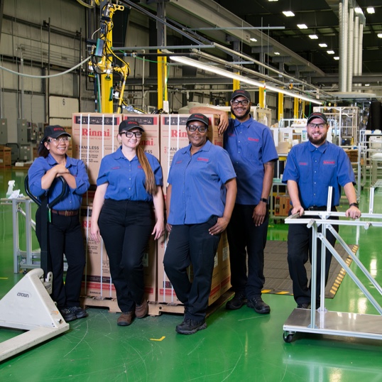Workers in a Rinnai factory